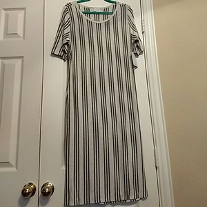 Grey vertical striped dress
